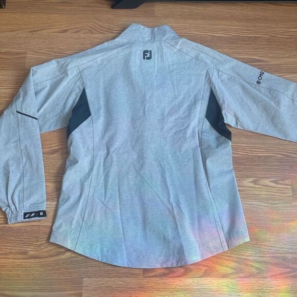 FootJoy FJ DryJoys Hydrolite Rain Jacket Gray Full Zip M Blackhawks Logo NWOT - Picture 3 of 13